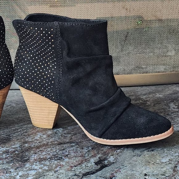 Splendid Black Suede Studded Country Western Booties Size 6.5M - Picture 8 of 16